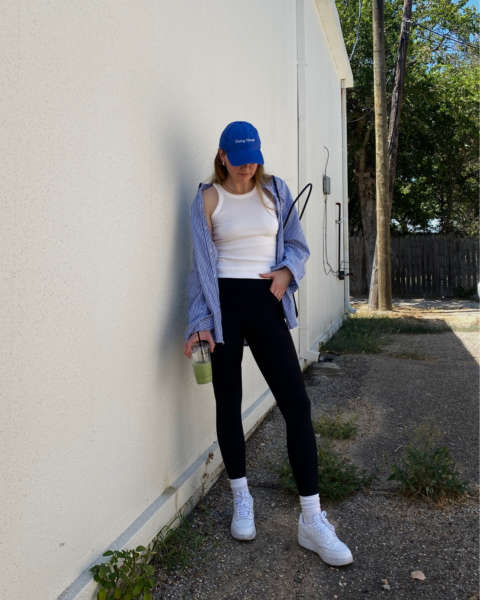 blue mood 🧢 loving striped button downs right now!!  

#LTKFind #LTKFitness #LTKBacktoSchool