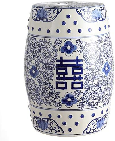 JONATHAN Y TBL1013A Double Happiness 18" Chinoiserie Ceramic Drum Garden Stool Bohemian, Coastal,... | Amazon (US)