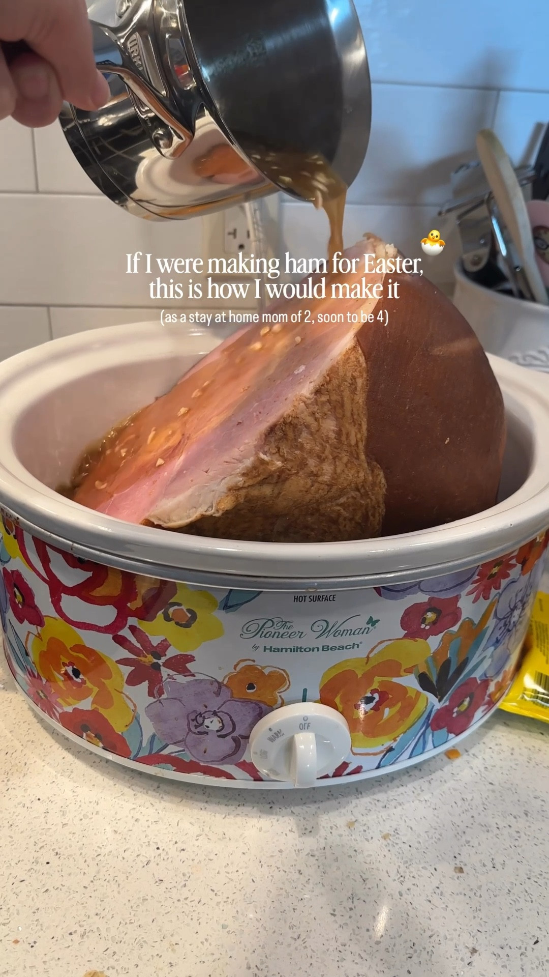 Haven’t changed a thing in more than 10 years 🤤

Other than maybe the type of ham we use (bone-in, boneless, spiral etc). Depends what is available when we want to make one. 

Before preparing the glaze, prepare your ham for the slow cooker by scoring the ham if needed (slicing into the surface in a diamond pattern using a sharp knife - not too deep, maybe 1/4 inch or so). 

This allows the glaze to penetrate the meat 🤤

Glaze for Ham

1/2 cup brown sugar
1/2 cup honey
2 tbsp Dijon mustard
1/4 tsp ground cloves
3 cloves garlic, minced
1/4 cup water

1. Add all ingredients to small saucepan
2. Heat over medium heat, stirring constantly until sugar is dissolved and honey is melted (mixture will be steaming and not quite boiling)
3. Pour over ham in slow cooker, pulling apart the scoring (or slices if using a spiral cut ham) to ensure the glaze gets right in the meat
4. Cook on low for 3-4 hours (or high for 2-3 hours).
5. Optional, depending on your oven situation (but extra delicious when you do it): Preheat broiler and transfer your ham to an oven-safe dish. Pour remaining glaze from crockpot to a saucepan and heat for 5 minutes or so until thickened and starting to bubble. Brush onto ham and broil for 4-5 minutes, removing every minute or so to baste with additional glaze.

#holidaydinner #easterdinner #slowcookerrecipes #crockpotrecipes #momsofinstagram 

busy moms
sahm 
mom of 2
holiday meal
what to make for Easter dinner

#LTKcanada #LTKhome #LTKfamily