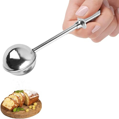 Powdered Sugar Shaker Duster, Flour Sifter for Baking, Baker's Dusting Wand Dispenser with Spring-Operated Handle One-Handed Operation, Stainless Steel Spices Sugar Strainer Steeper Tea Balls | Amazon (US)