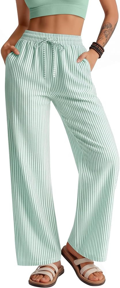 Neer Women's Striped Gingham Pants Cotton Plaid Pajama Lounge Boxer Pants Drawstring Pj Bottoms W... | Amazon (US)