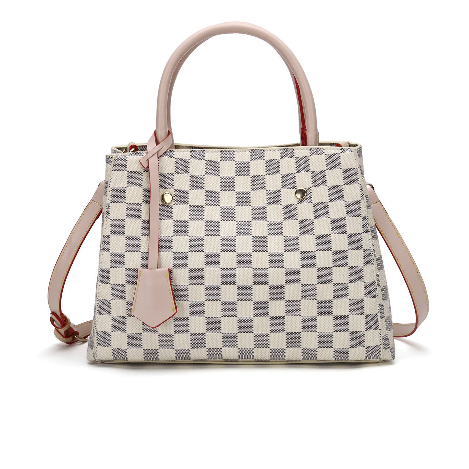 RICHPORTS Checkered Tote Shoulder Bag with inner pouch - PU Vegan Leather | Walmart (US)