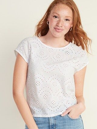 Eyelet-Front Dolman-Sleeve Top for Women | Old Navy (US)