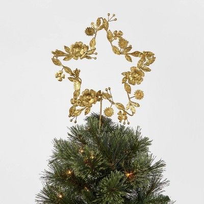 Unlit Metal Botanical Star Tree Topper Gold - Wondershop™ | Target