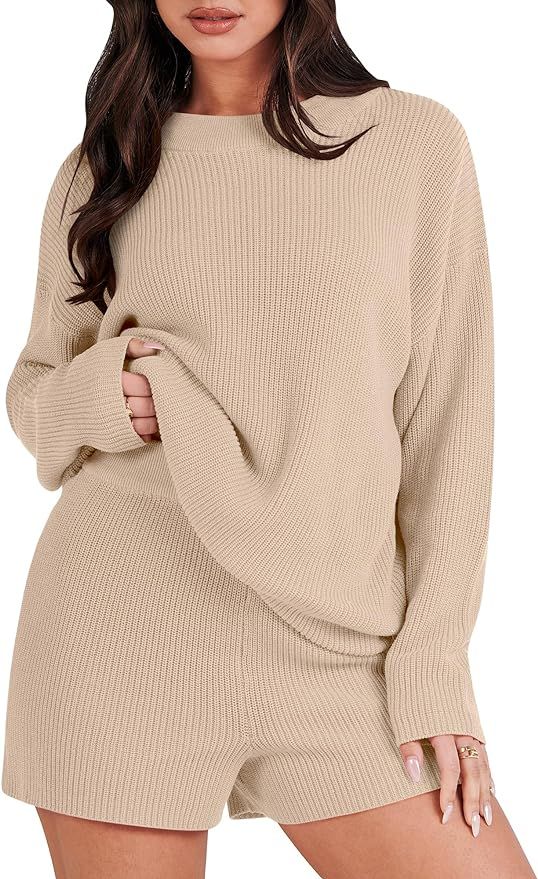 ANRABESS 2 Piece Outfits For Women 2023 Fall Lounge Matching Loungewear Sets Oversized Sweater an... | Amazon (US)