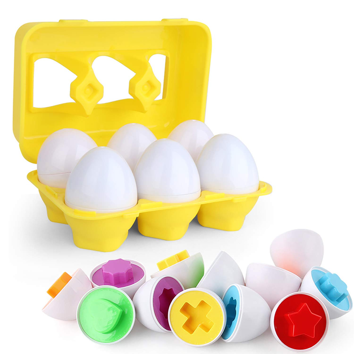 Toddler Toys - Color Matching Egg Set - Educational Color, Shapes and Sorting Recognition Skills ... | Amazon (US)