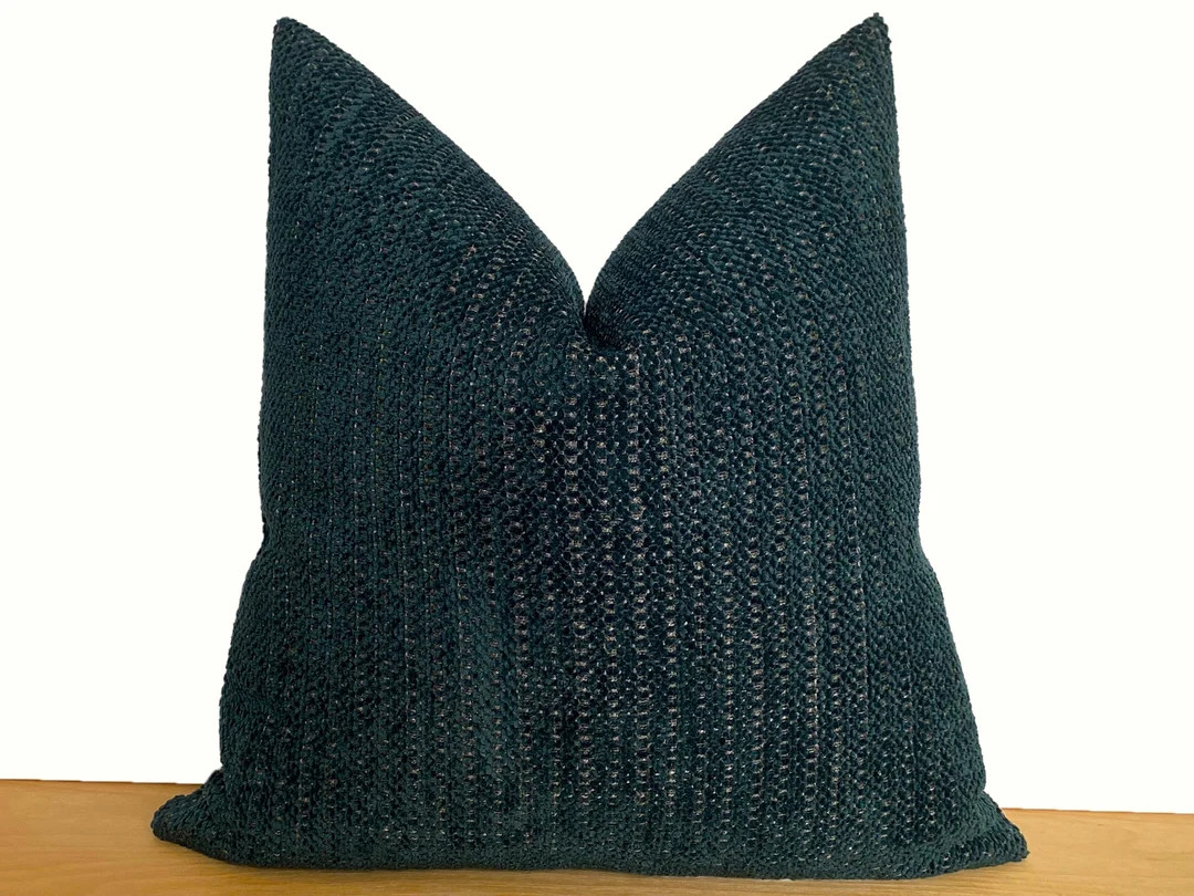 Dark Teal Boho Pillow Cover Textured Teal Pillow Cushion - Etsy | Etsy (US)
