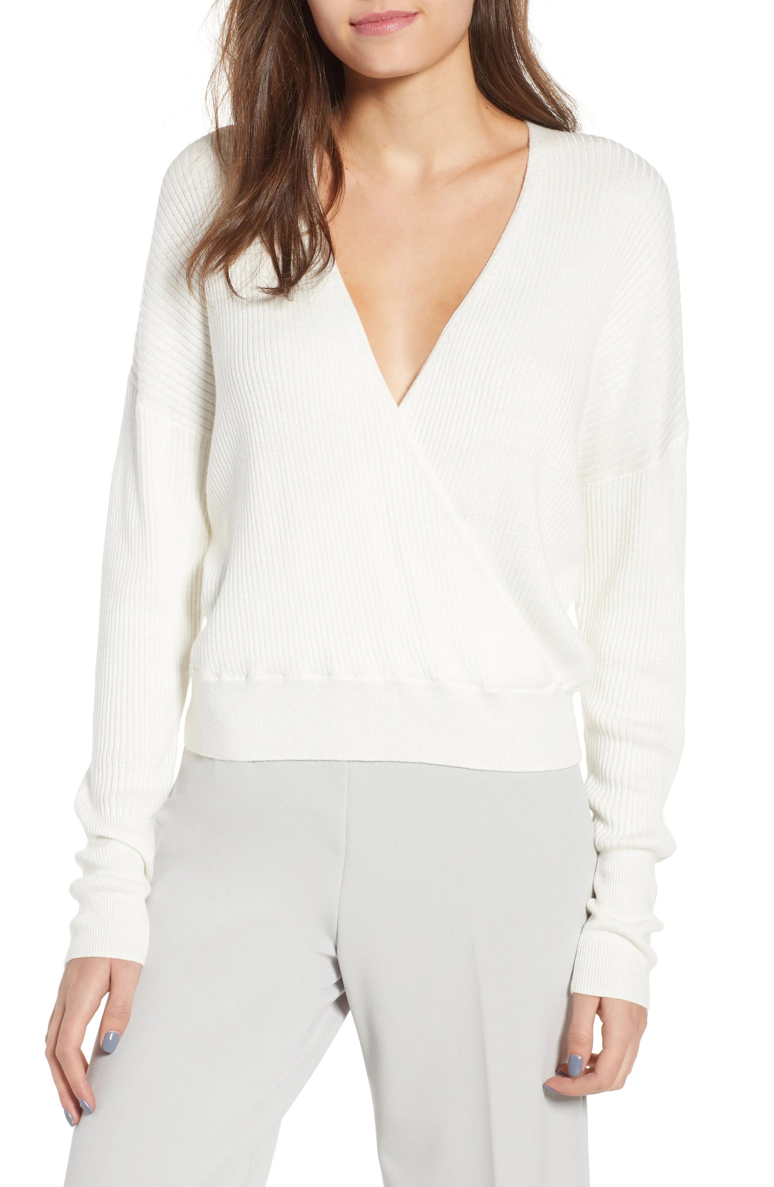 Leith Rib Wrap Sweater | Nordstrom