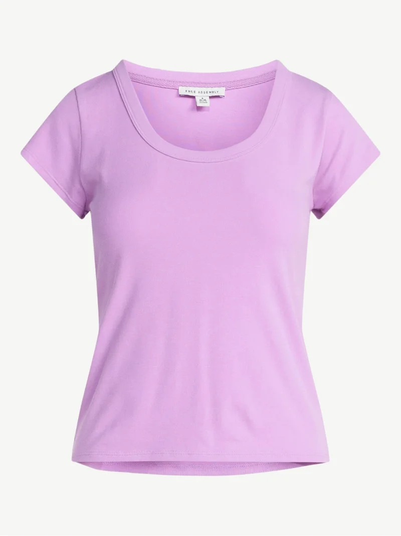 Free Assembly Women's Scoop Neck Tee with Short Sleeves, Sizes XS-XXL | Walmart (US)