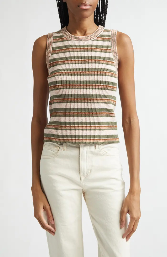 Jerrell Stripe Stretch Cotton Rib Tank Top | Nordstrom