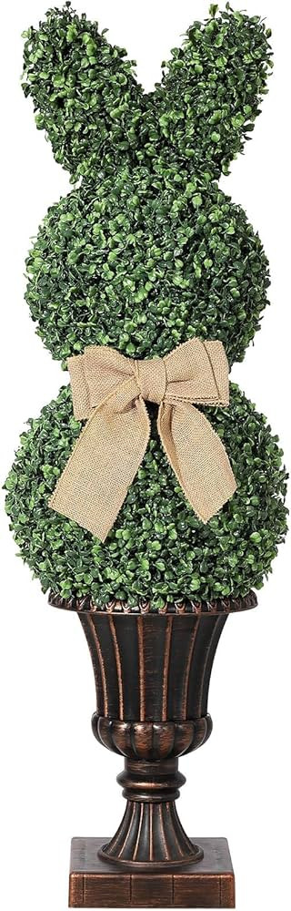 Artificial Rabbit Topiary Trees, 39 in/3.25 Ft UV-Resistant Faux Boxwood Rabbit Shaped Topiaries ... | Amazon (US)