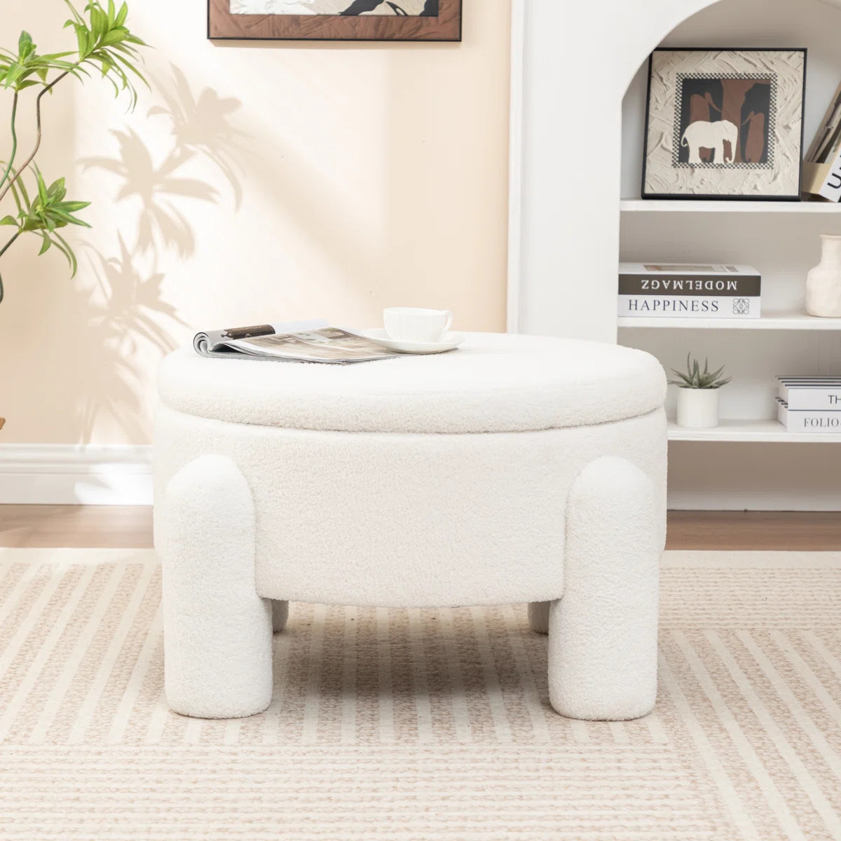 Upholstered Round Storage Ottoman | Wayfair North America