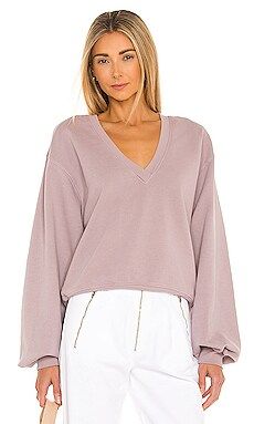 AGOLDE V Neck Balloon Sleeve Sweatshirt in Taro from Revolve.com | Revolve Clothing (Global)