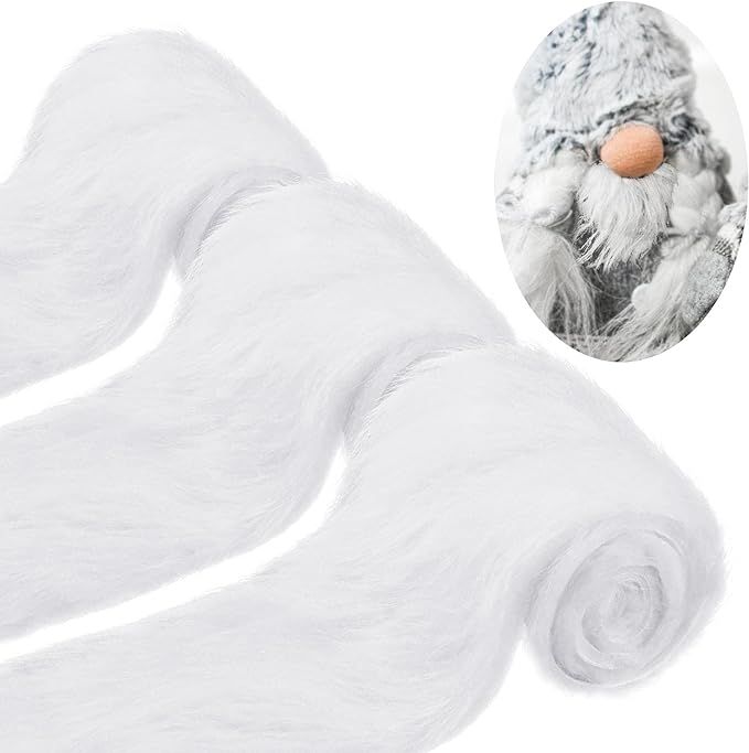 3 Pieces Christmas Faux Fur Ribbon White Fur Trim White Fabric Roll Soft Fluffy Fur Ribbon Plush ... | Amazon (US)