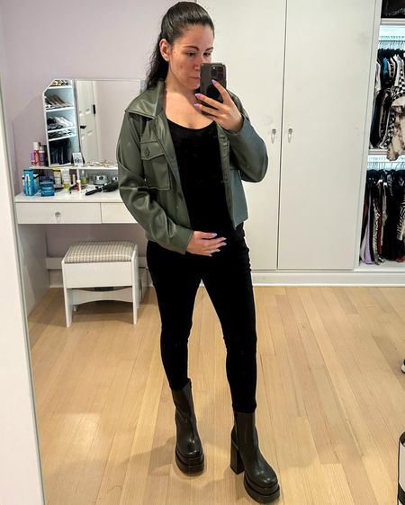 Nordstrom anniversary sale - bump friendly edition. One of my favorite purchases is this faux leather olive green jacket. Button closure and slightly cropped. 

#LTKunder50 #LTKxNSale #LTKbump