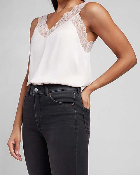 Satin Lace Strap Tank | Express