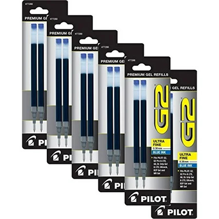 Pilot G2 Gel Ink Refill 2-Pack for Rolling Ball Pens Ultra Fine Point Blue Ink (77288) Pack of 12 Re | Walmart (US)