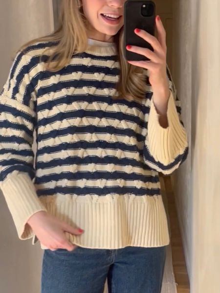 looooove this sweater and it’s on sale!! #madewell #sale #stripe #sweater #classic #style #navy #cream #nautical #preppy

#LTKfindsunder100 #LTKSeasonal #LTKsalealert