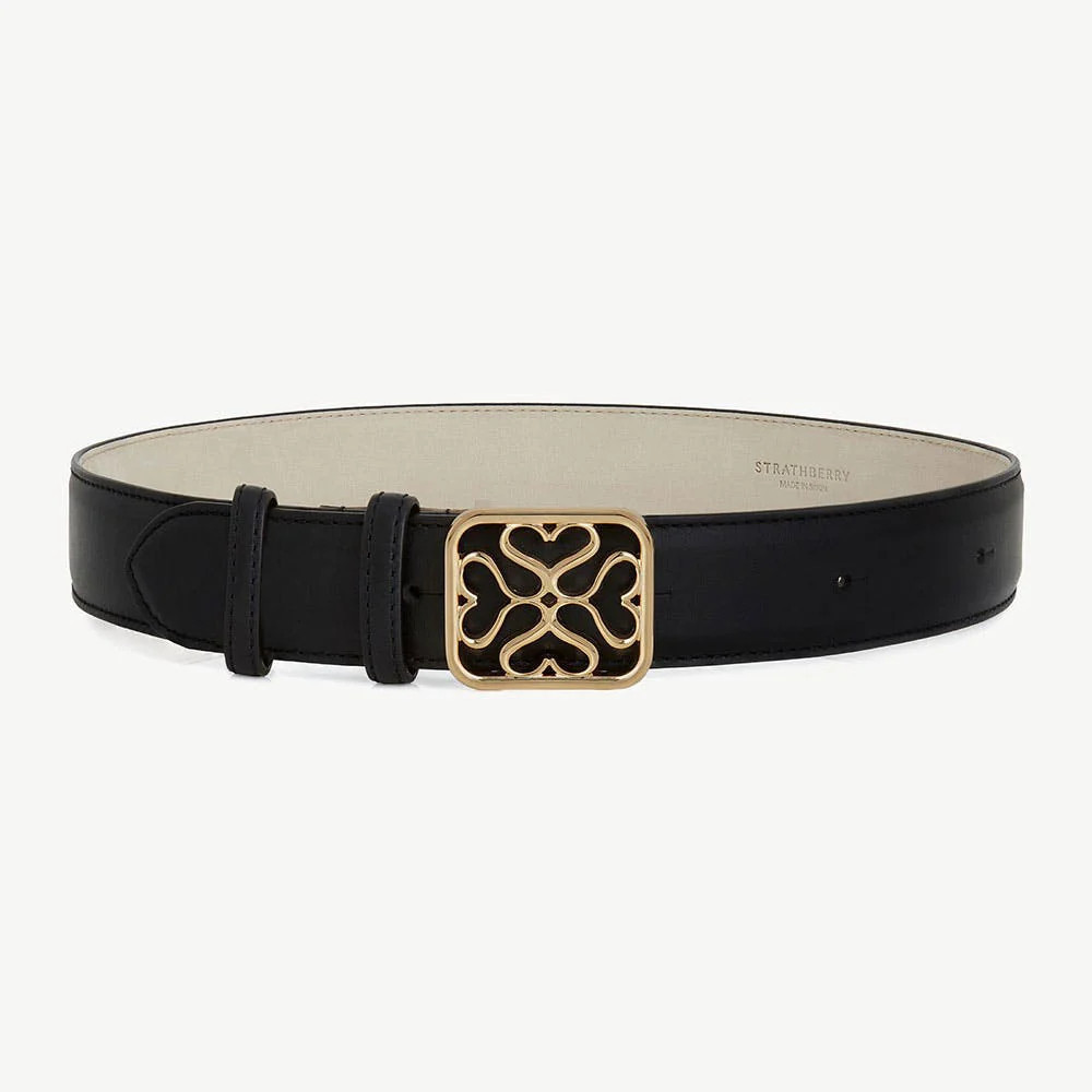 Strathberry Monogram Wide Buckle Belt - Black | Strathberry