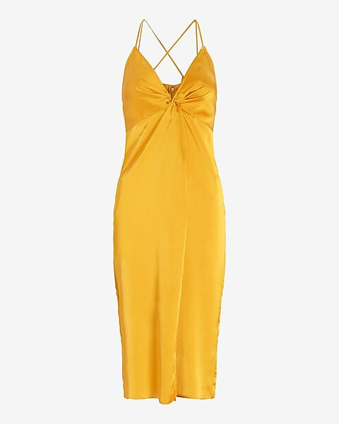 Satin Twist Front Slip Dress | Express