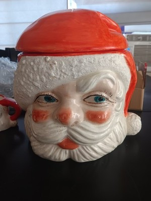 Vintage 1950s Santa Claus Head w/ Hat ~ Large Cookie Jar With Lid ~ NICE | eBay | eBay US