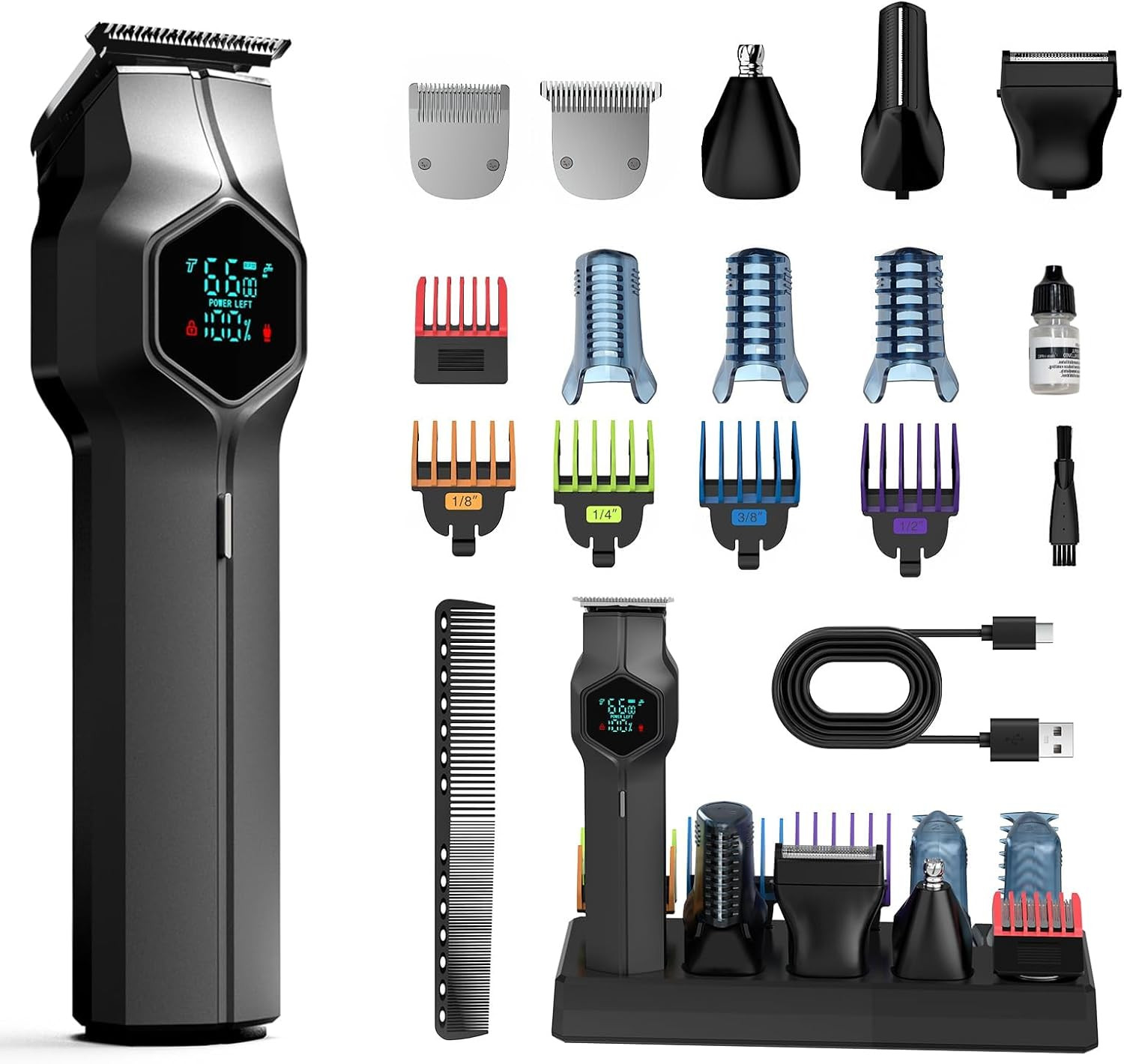 Beard Trimmer for Men, Magnetic Snap-on Replacement Heads & Charging Dock, IPX7 Waterproof Cordle... | Amazon (US)