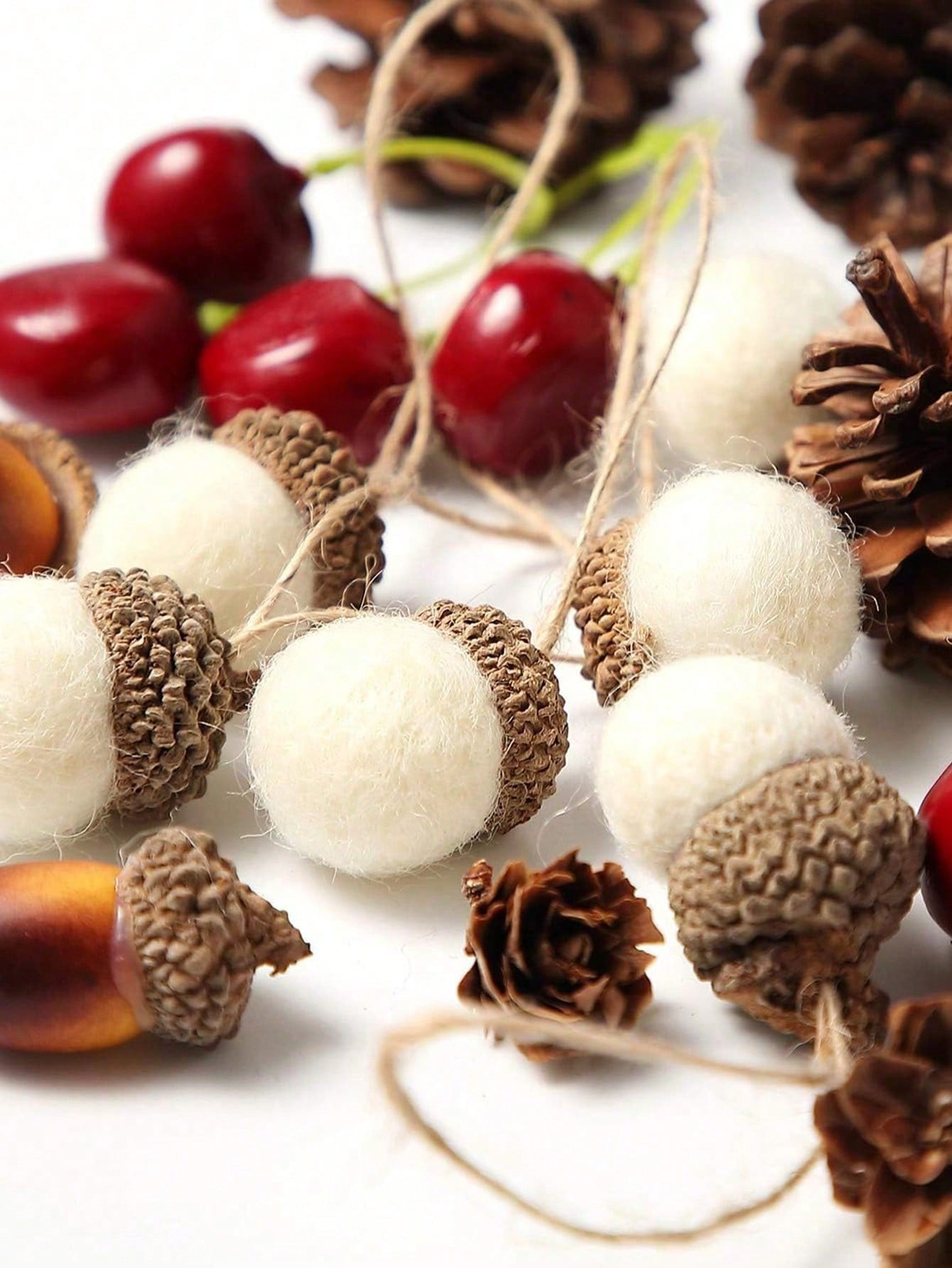 6/10/12Pieces Felt Acorn Ornaments Fall Hanging Ornaments Felt Acorn Garland For Tree Rope Farmho... | SHEIN