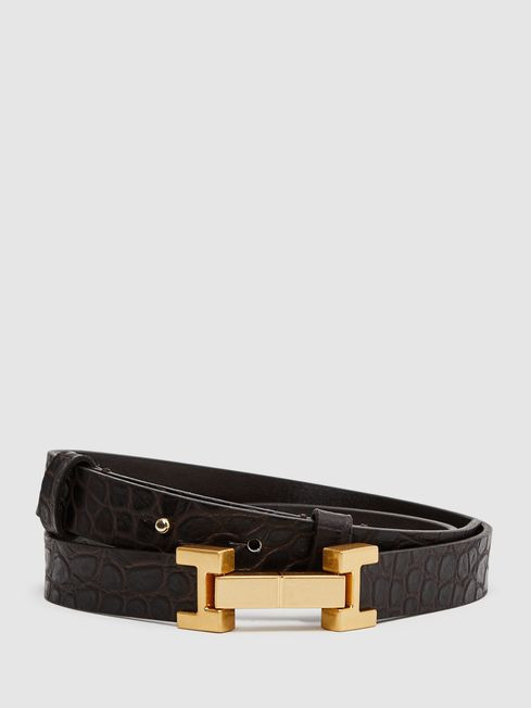 Leather Square Hinge Belt | Reiss UK