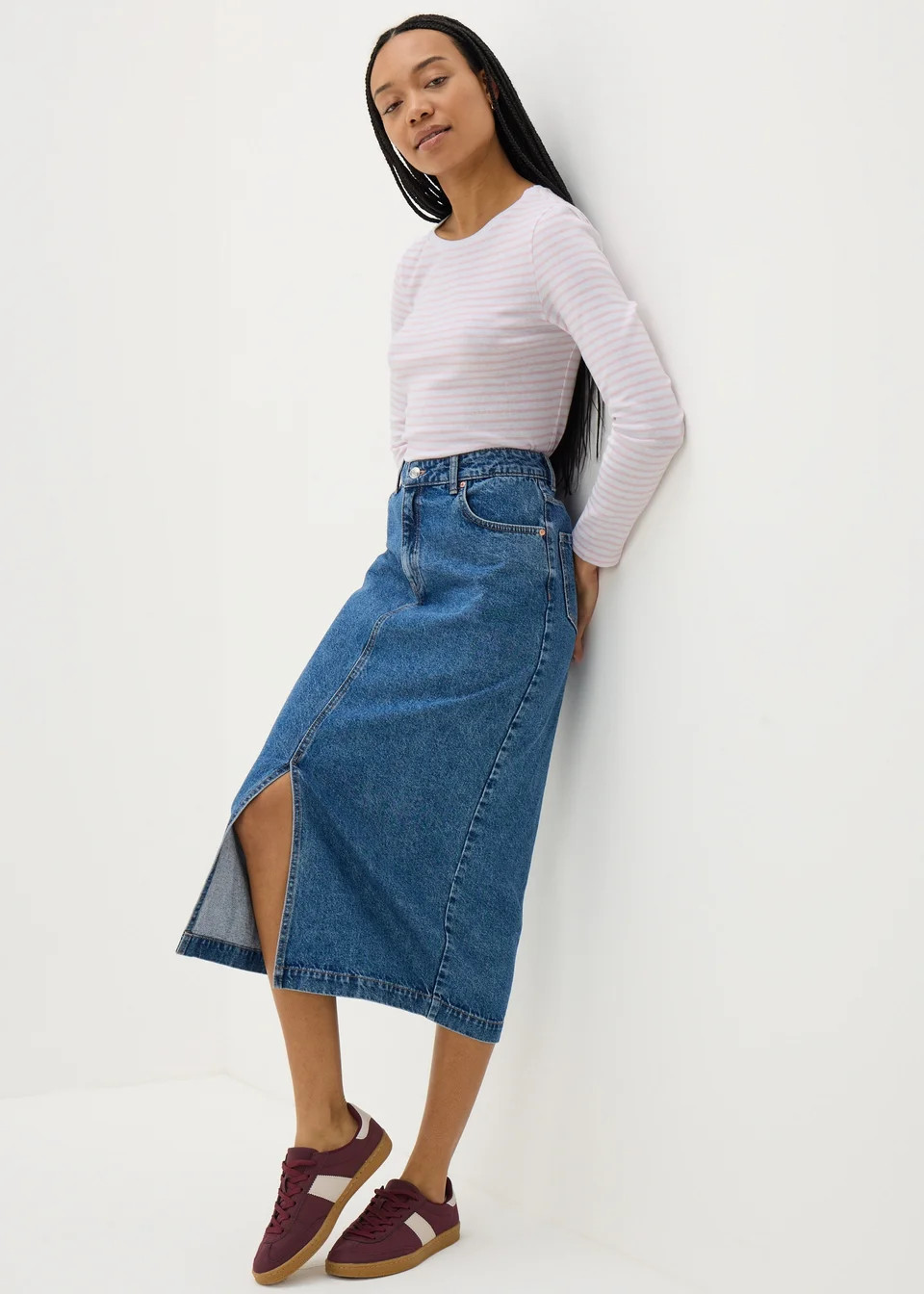 Pink Fitted Long Sleeve Stripe Top | Matalan (UK)