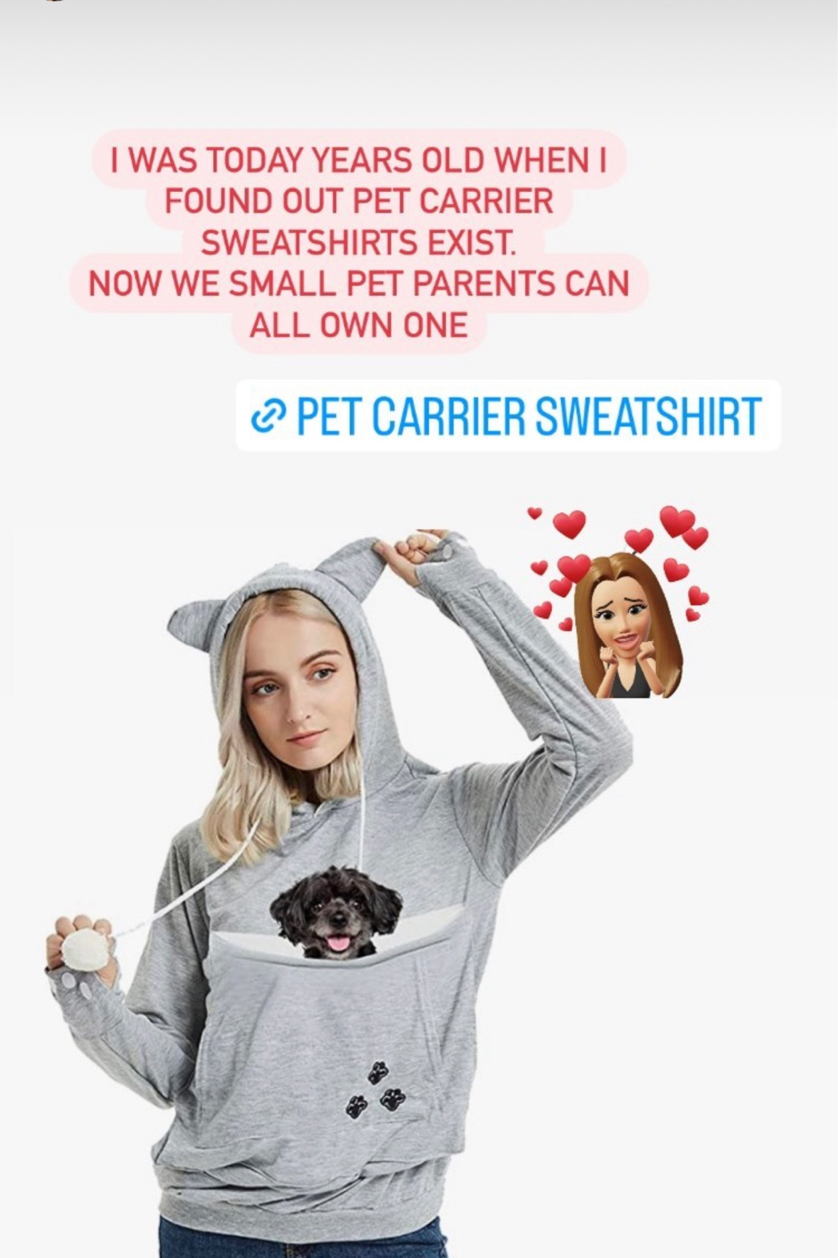 Pet carrier clearance sweatshirt