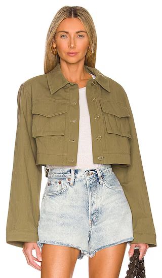 Angeles Cropped Jacket in Olive Green | Revolve Clothing (Global)
