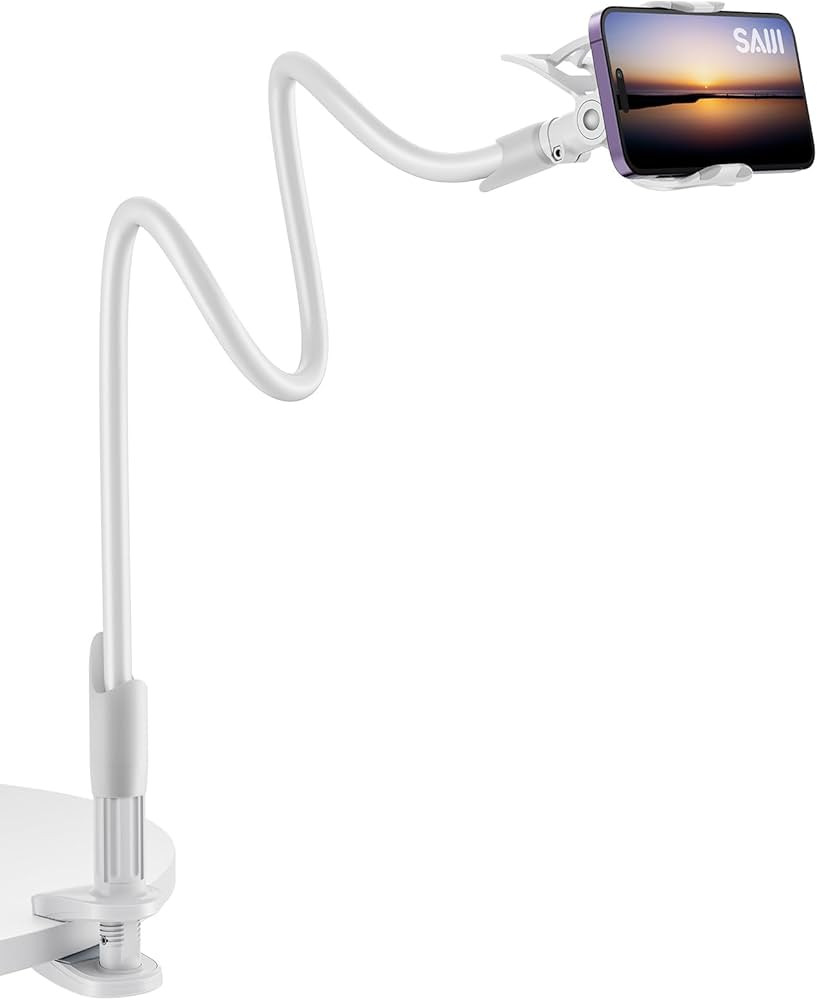 SAIJI Gooseneck Cell Phone Holder, Clamp Universal Lazy Mount Clip Hands Free Flexible Long Arm B... | Amazon (US)