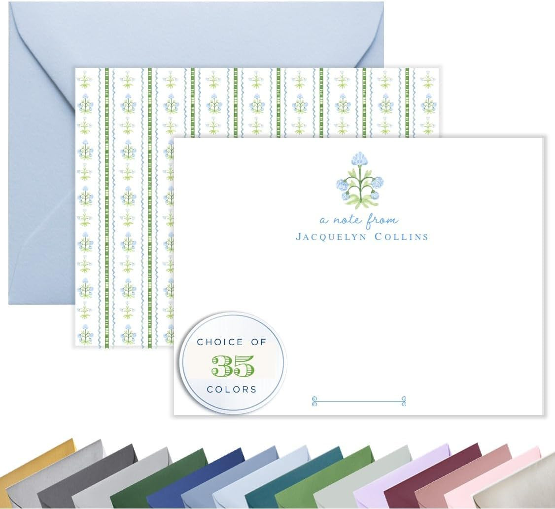 Personalized Chinoiserie Stationery for Women – Blue and White Ginger Jar Topiary Note Cards wi... | Amazon (US)