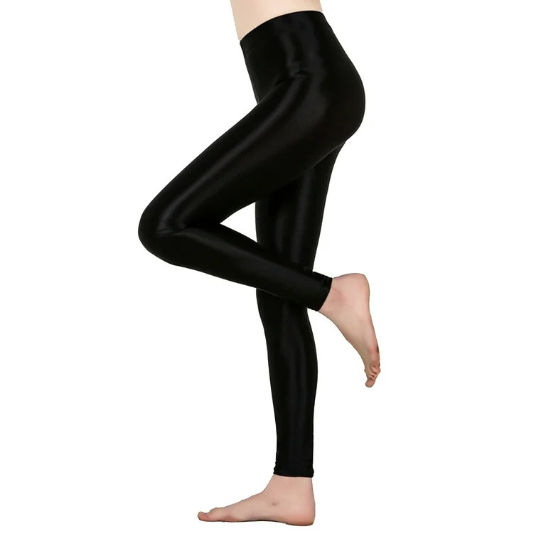 YONGHS Women's Metallic Yoga Pants High Shiny Oil Sports Leggings Tights | Walmart (US)