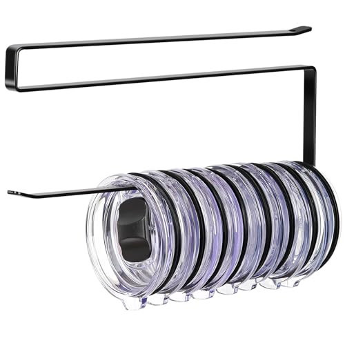 Tumbler Lid Organizer, Horizontal Tumbler Lid Storage Hook Up to 10 Lids, Space Saving Cup Lid Holders Under Cabinet Tumbler Lid Hook for Kitchen Organizer and Storage,Hanging Paper Towel Rack Hanger | Amazon (US)