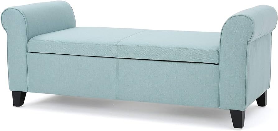 Christopher Knight Home Hayes Armed Fabric Storage Bench, Light Blue, 19.75 inches deep x 50.00 i... | Amazon (US)