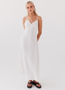 Riveria Knit Maxi Dress - White | Peppermayo (Global)