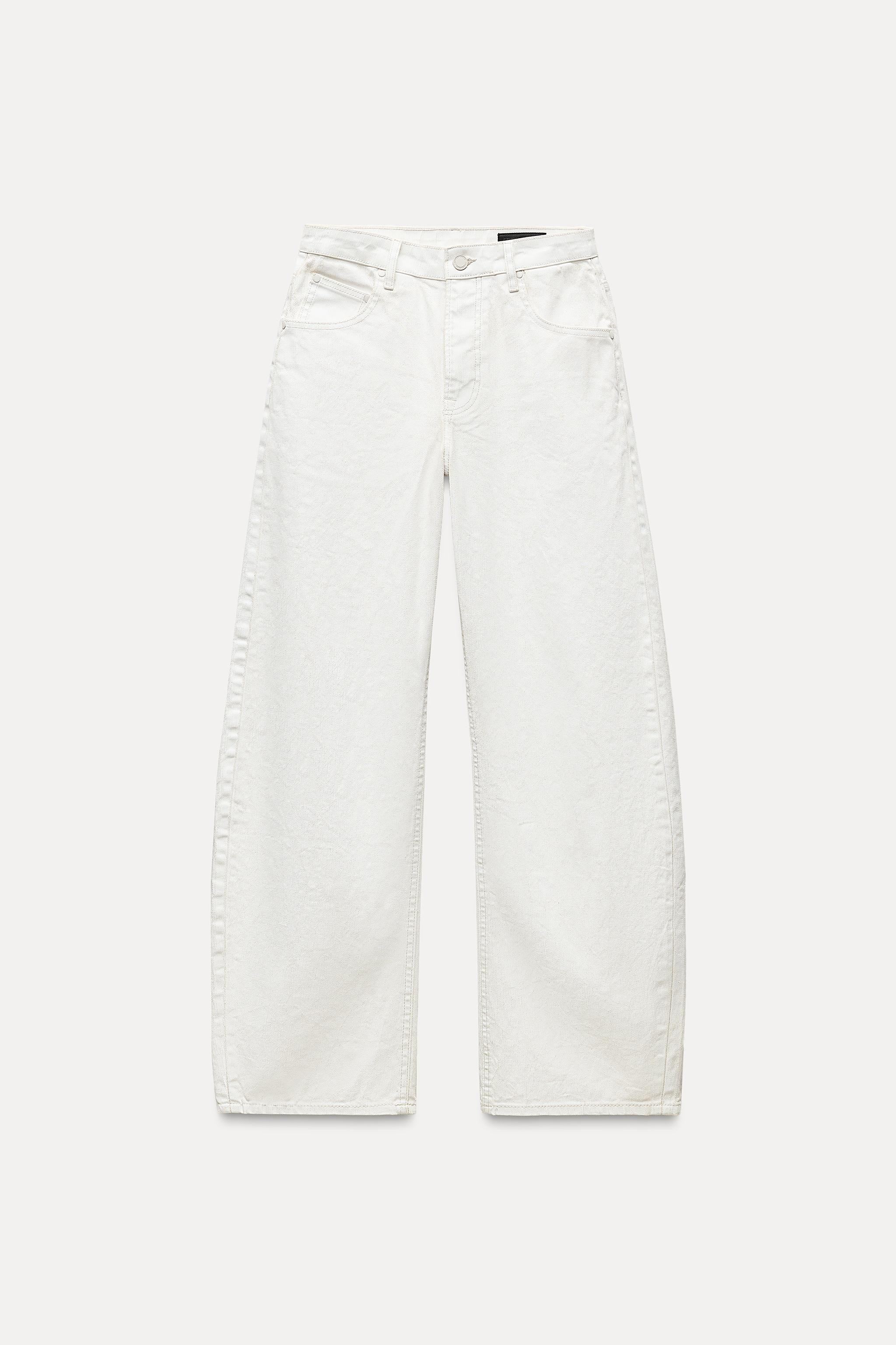 ZW COLLECTION TAPERED MID-RISE WAXED CRACKED JEANS | Zara US