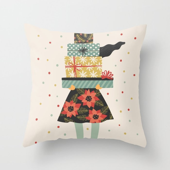 Xmas Presents Throw Pillow by ArtPrInk Mixed Media | Society6