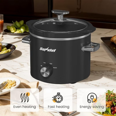 Heynemo 2 Quart Slow Cooker, Small Slow Cooker with Removable Ceramic Pot, Slow Cooker Food Warmer with 3 Heating Settings & Dishwasher Safe, Black | Target