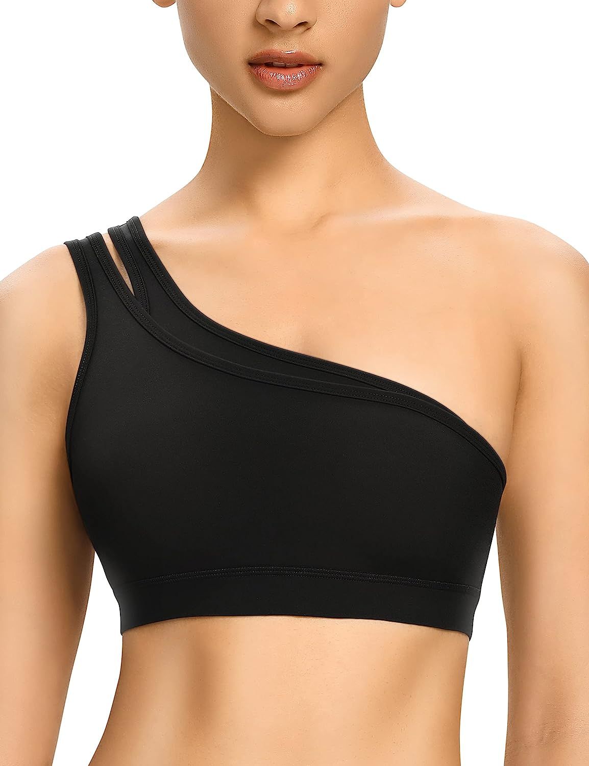 Crop Top Sports Bras Longline Padded Yoga Bra One Shoulder Workout Tank Top Bra | Amazon (US)