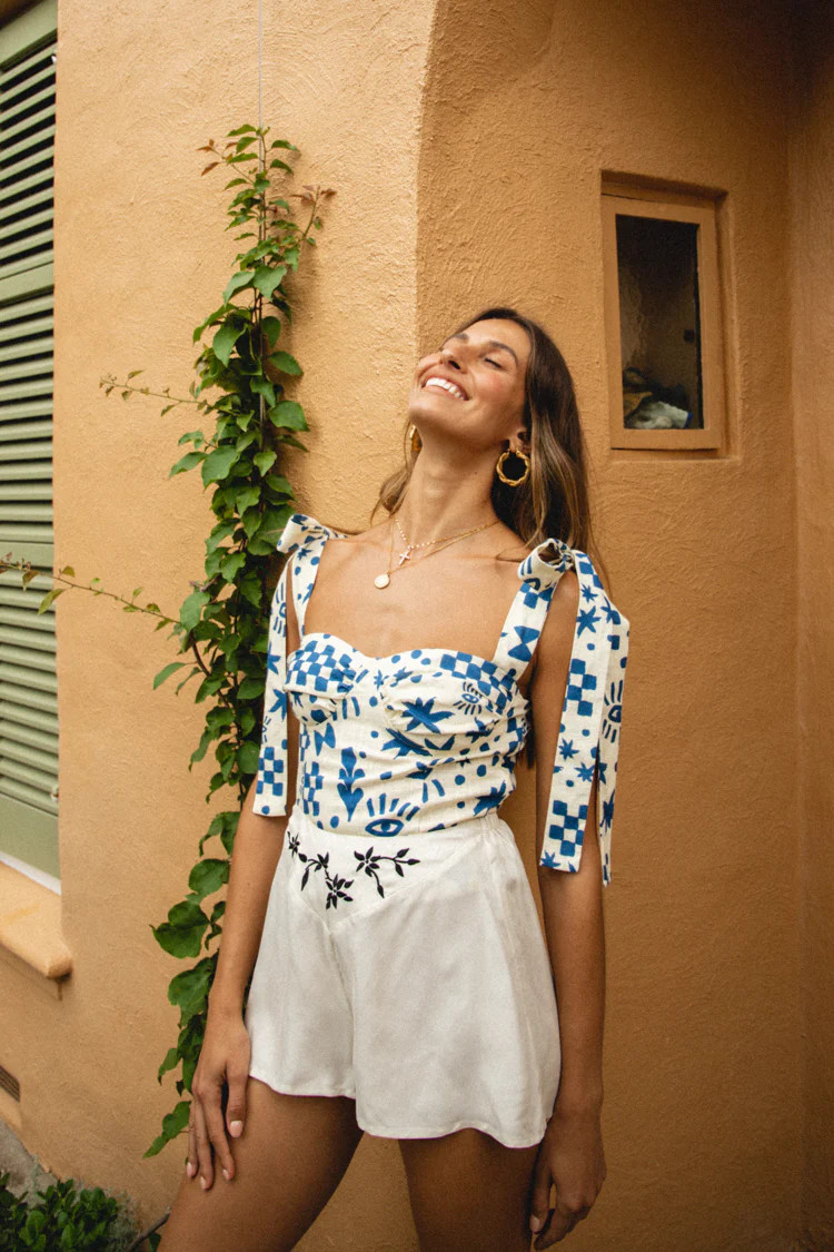 Salty Hair Tie Top Print | VRG Grl