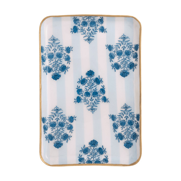 Floral Stripe Pattern Trinket Dish | Mud Pie