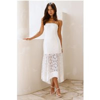 Luxe Petal Lace Strapless Maxi Dress White | Hello Molly (US)