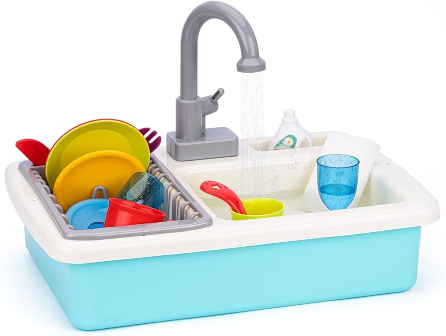 20 PCS Baby Bath Play Sink Toys, Kids Toy Sink, Electric Dishwasher Play Kitchen Set with Running... | Amazon (US)