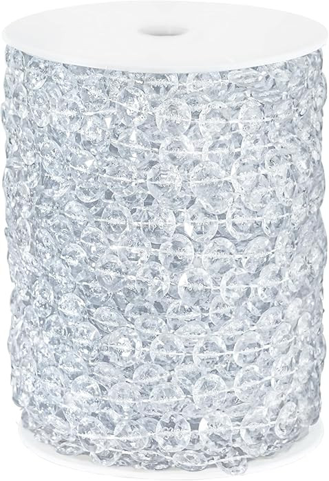 99FT Acrylic Crystal Garland, Clear Diamond-Shaped Crystal Bead Strands, DIY Crystal Beads String... | Amazon (US)