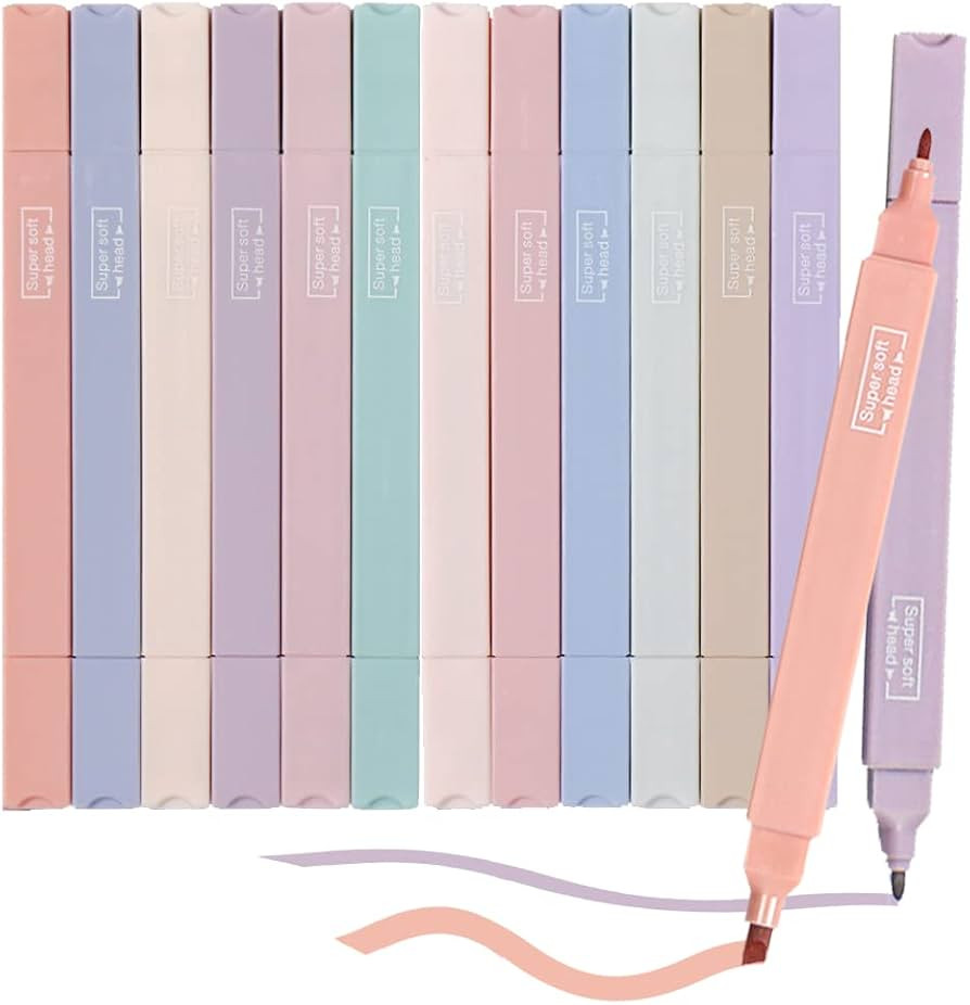 12Pcs Pastel Highlighters Mild Multicolor Aesthetic Cute Markers for Bible Journal Planner Office... | Amazon (US)