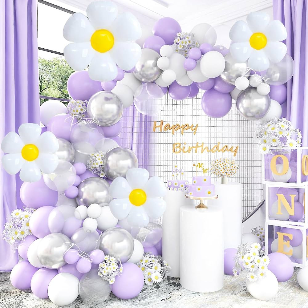 Pateeha Daisy Balloon Arch Kit 10-12ft Lavender Balloon Garland 4pcs Foil Daisy Flower Balloons S... | Amazon (US)