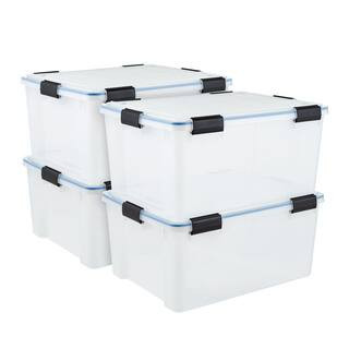 44 qt. /11 Gal Plastic Storage Bins with Sealed Lids, Clear Gasket Box, Airtight Containers 4Pk | The Home Depot