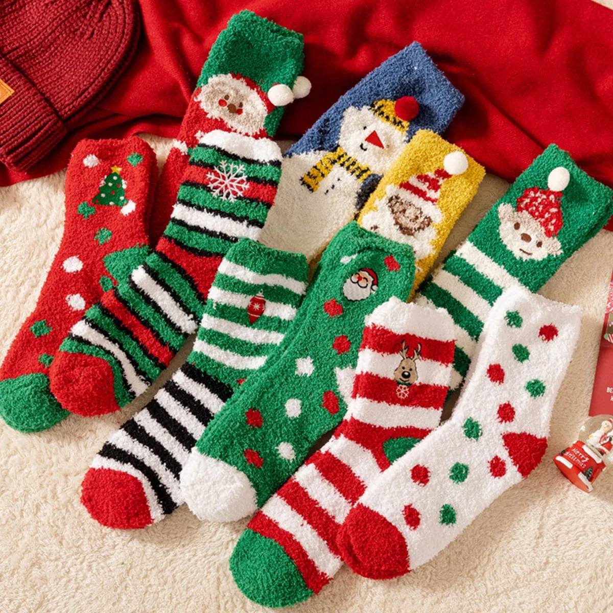 Christmas Fuzzy Cozy Socks for Women Fluffy Plush Warm Fun Colorful Holiday Sleeping Socks Gifts | Walmart (US)
